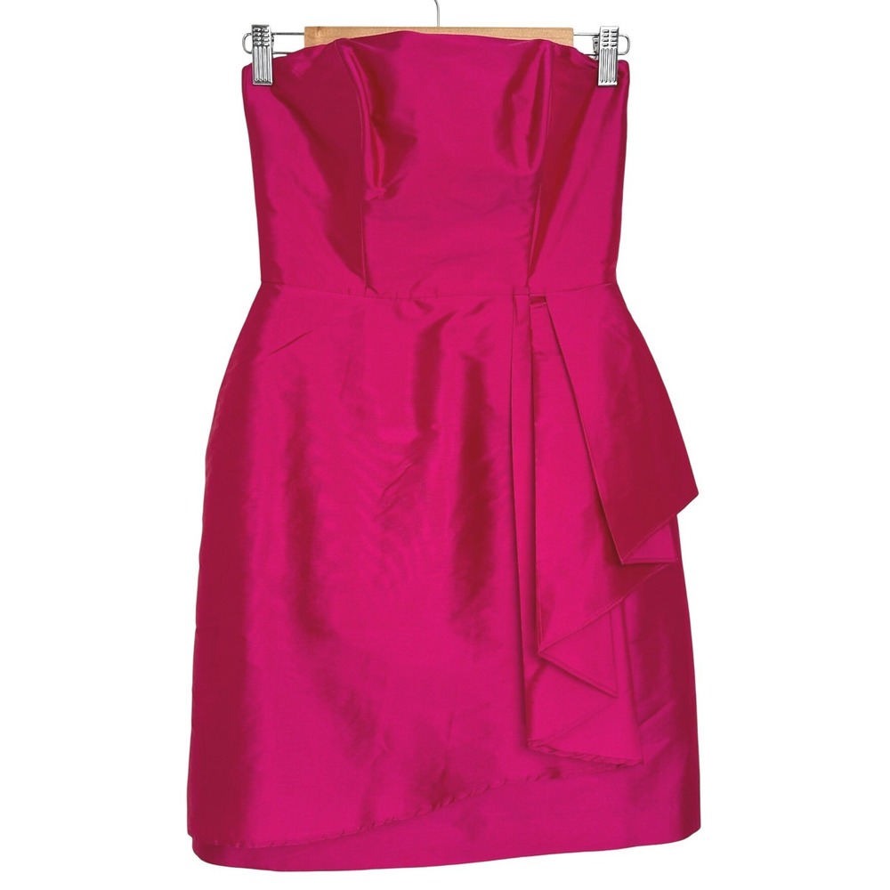 Alfred Sung Cerise Pink Strapless Ruffle Cocktail‎ Mini Dress Size 2